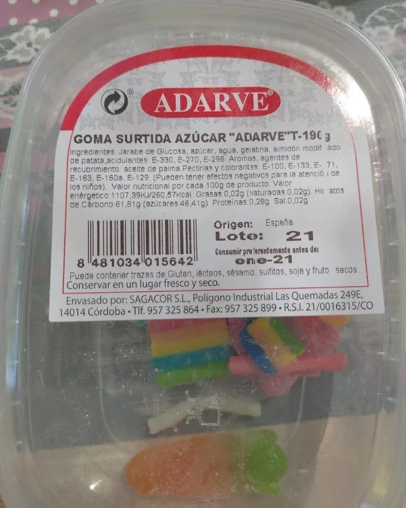 Goma surtida azúcar