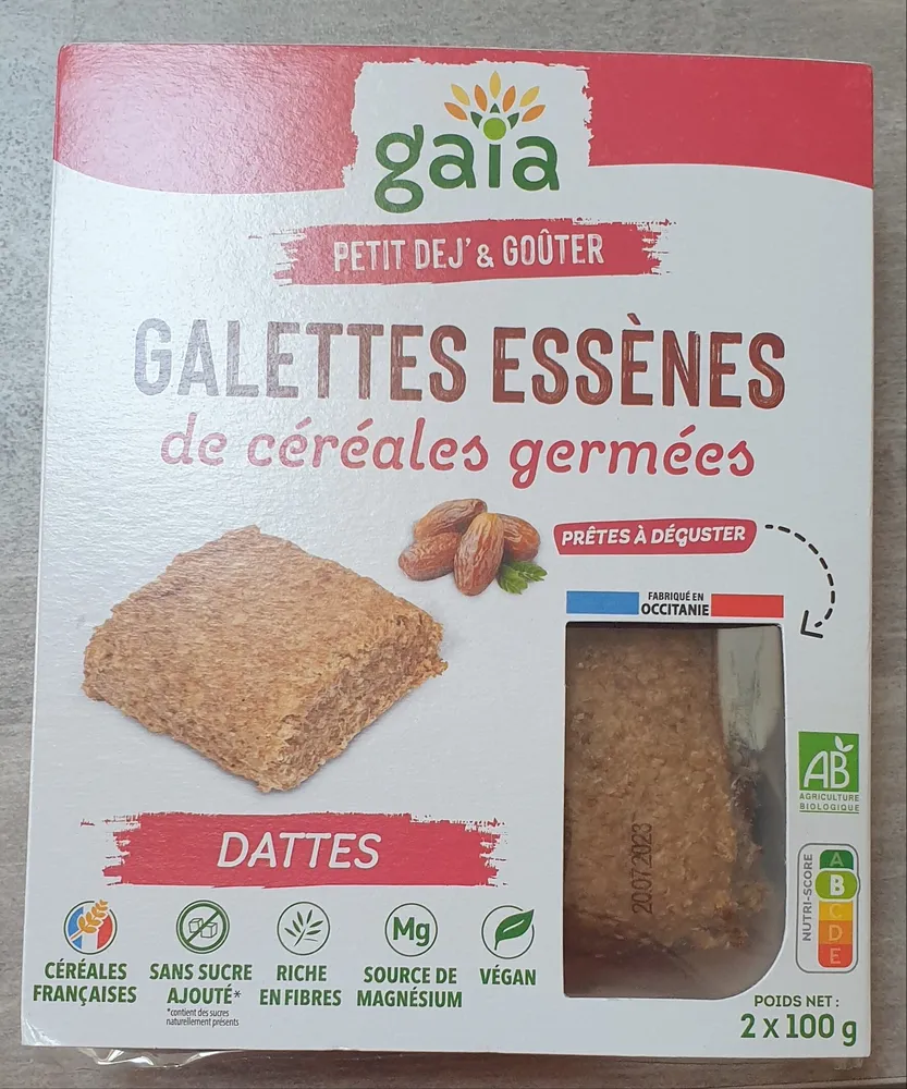 Galettes essènes de céréales germées Dattes
