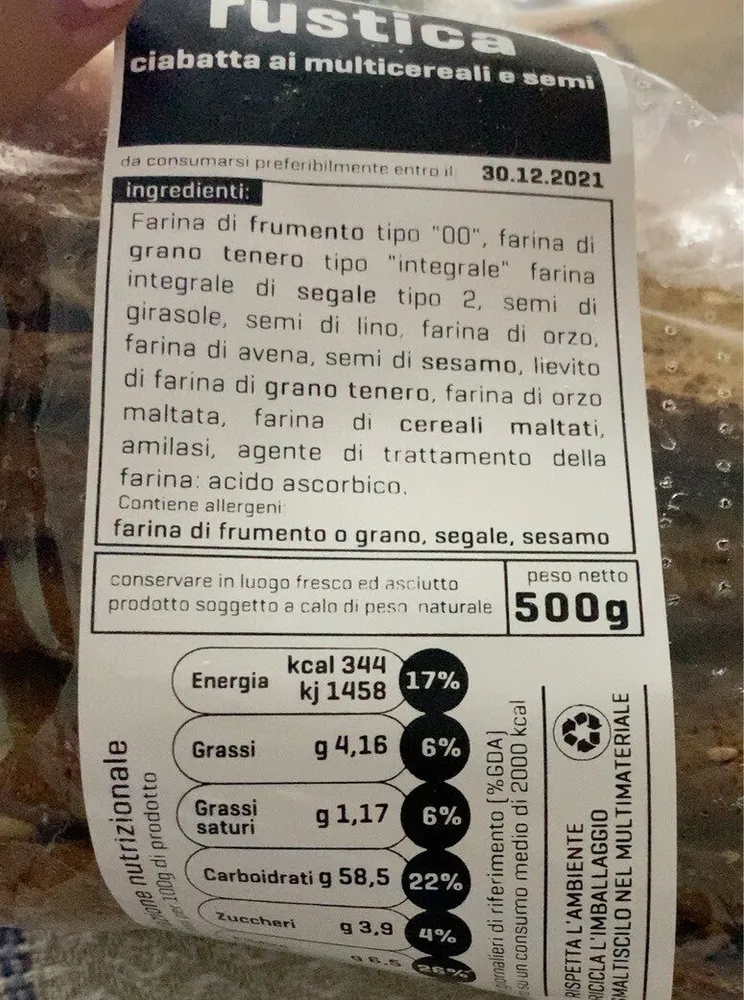 Ciabatta ai multicereali e semi