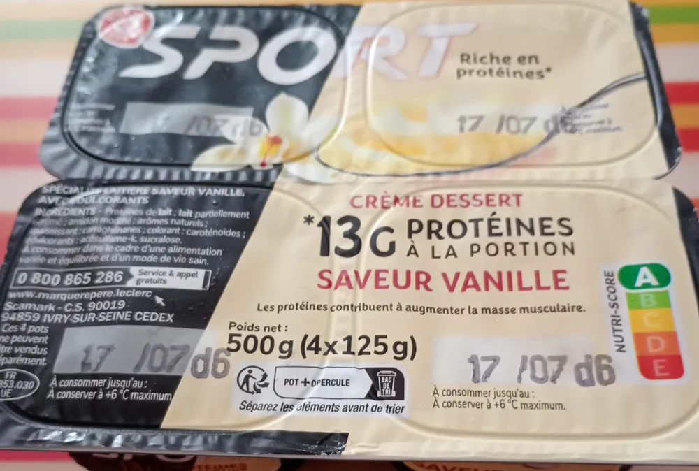 Crème dessert saveur vanille
