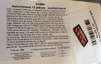 Kuma assortiment 12 pièces : sushis/nigiris