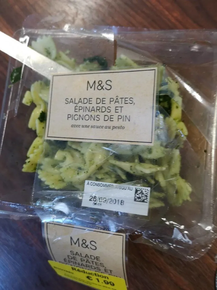 Salade de pâtes épinards