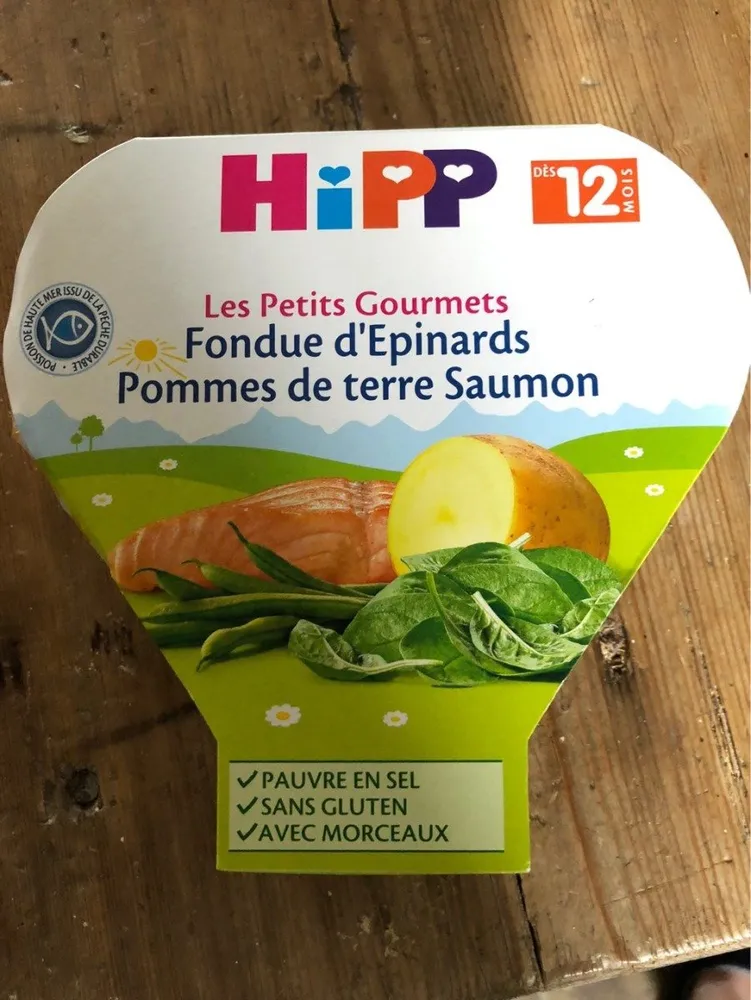 Les petits gourmets fondue d'epinards pommes de terre saumon
