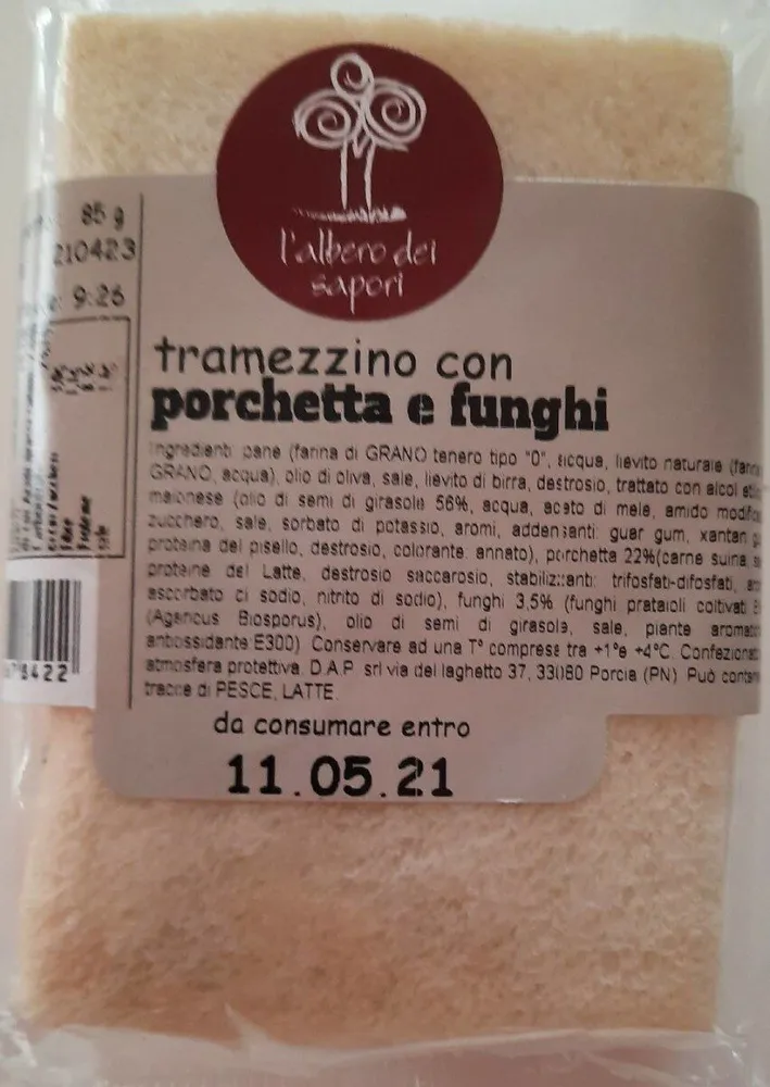 Tramezzino con porchetta e funghi