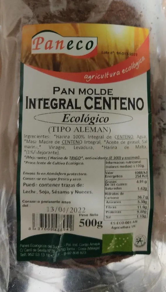 Pan molde integral centeno