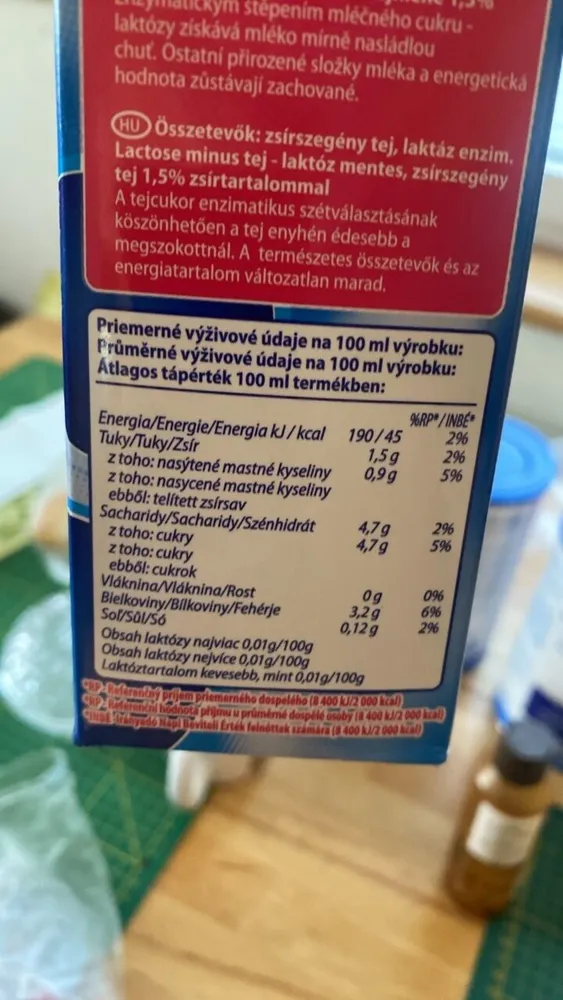 Lactose-free milk 1.5% fat