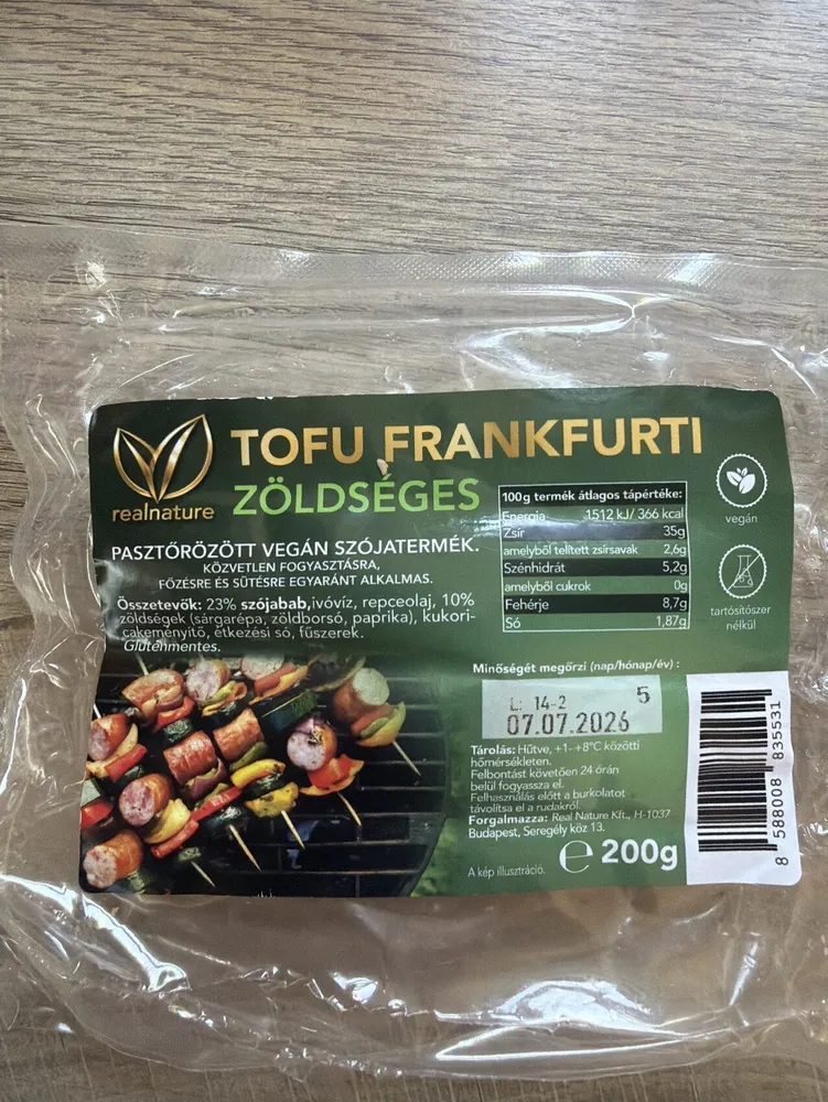 Tofu Frankfurti Zoldseges