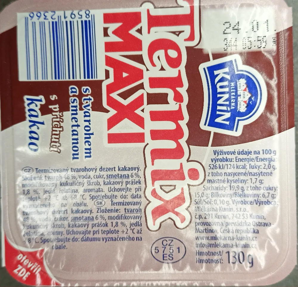 Termix MAXI s tvarohem a smetanou s příchutí kakao