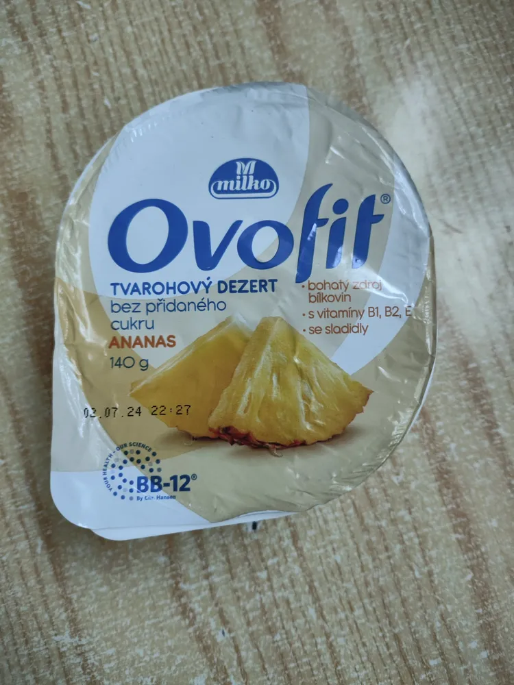 Ovofit tvarohový dezert ananas