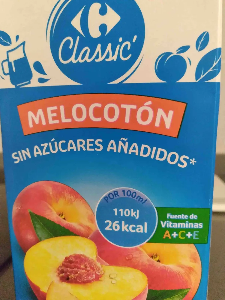 Bebida de melocoton, sin azúcares añadidos