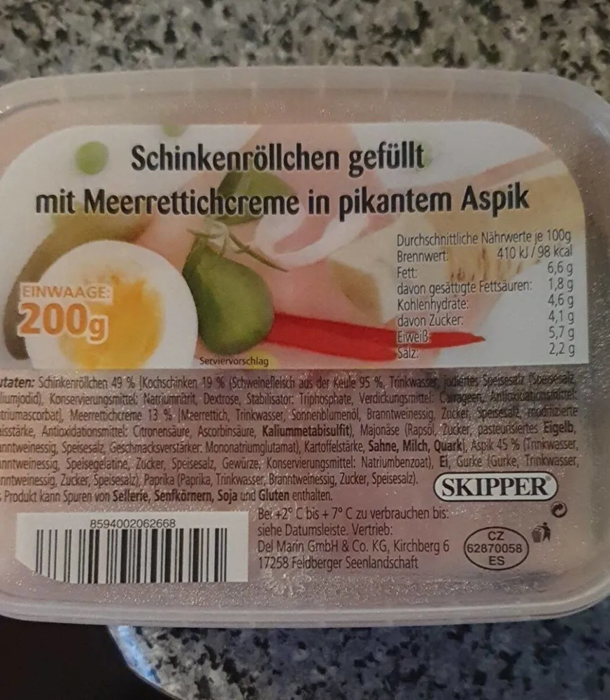 Schinkenröllchen Meerrettich