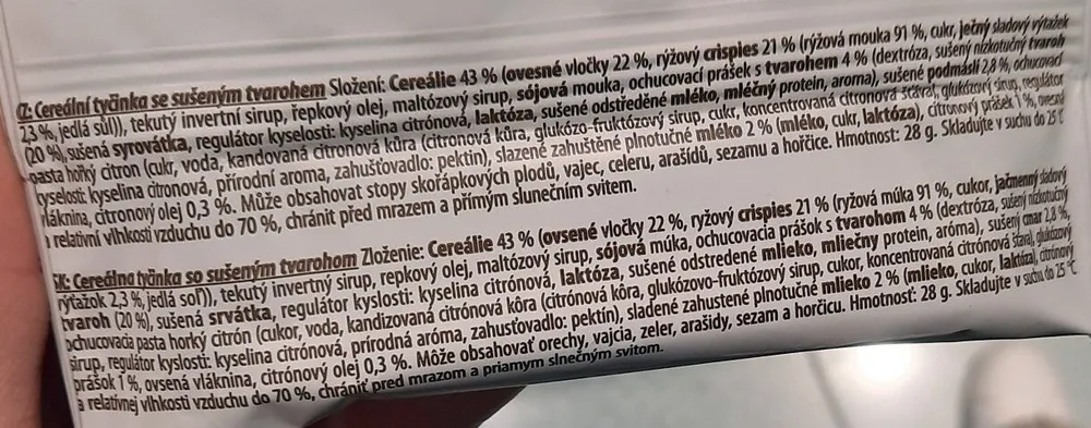 New Bar tyčinka tvaroh & citron