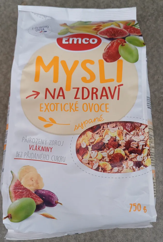 Mysli sypané exotické ovocie