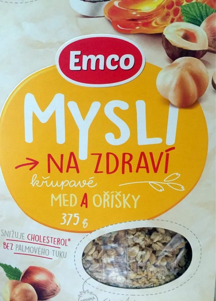 Mysli na zdraví křupavé med a oříšky