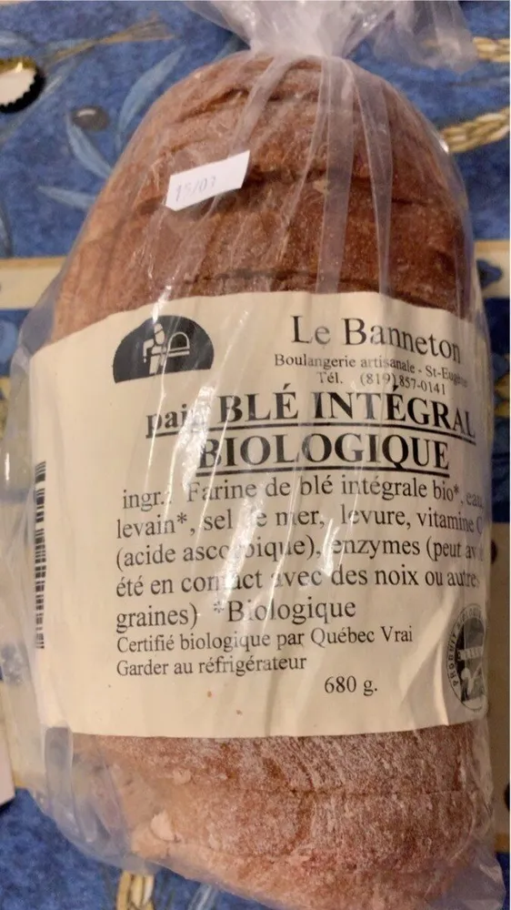 Pain blé intégral biologique