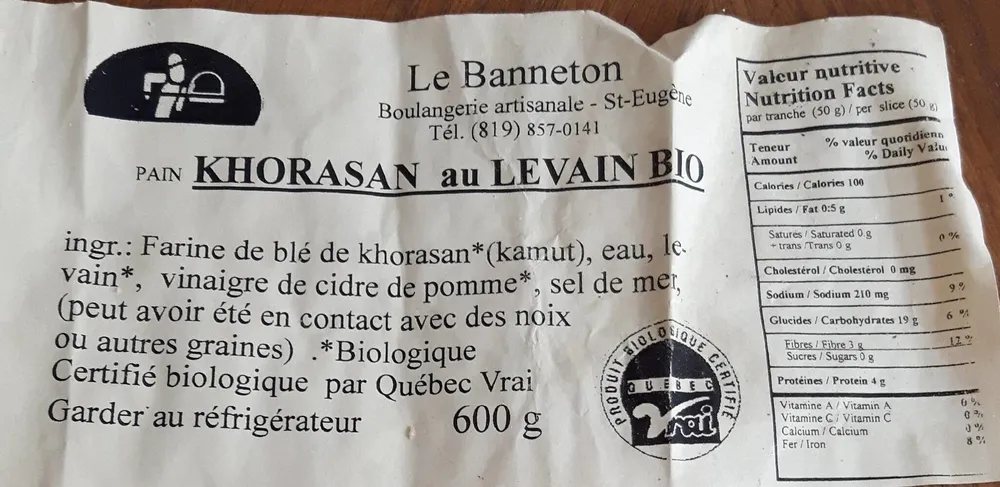 pain khorasan au levain bio