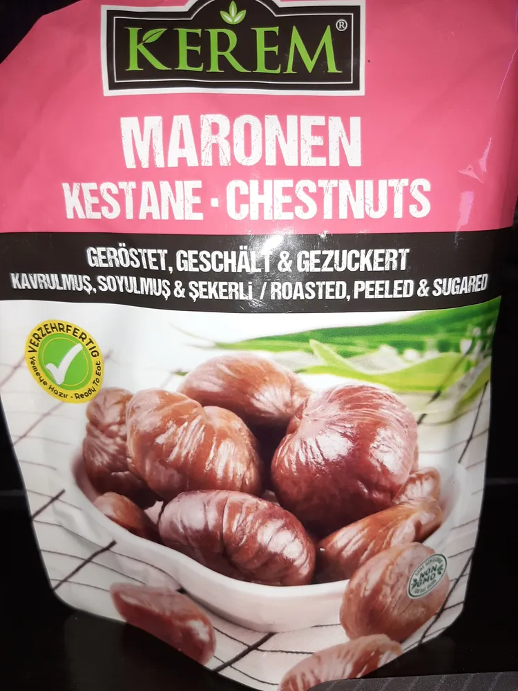Châtaignes décortiquées grillées et sucrées