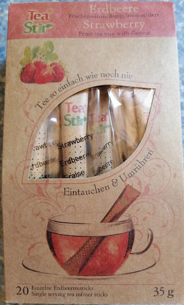 Erdbeerfrüchtetee zum eintauchen und umrühren