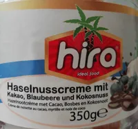 Haselnusscreme mit Kakao, Blaubeere und Kokosnuss