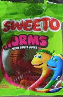 Sweeto worms with fruit juice