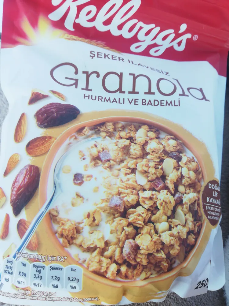 İlave Şekersiz Granola Hurmalı ve Bademli