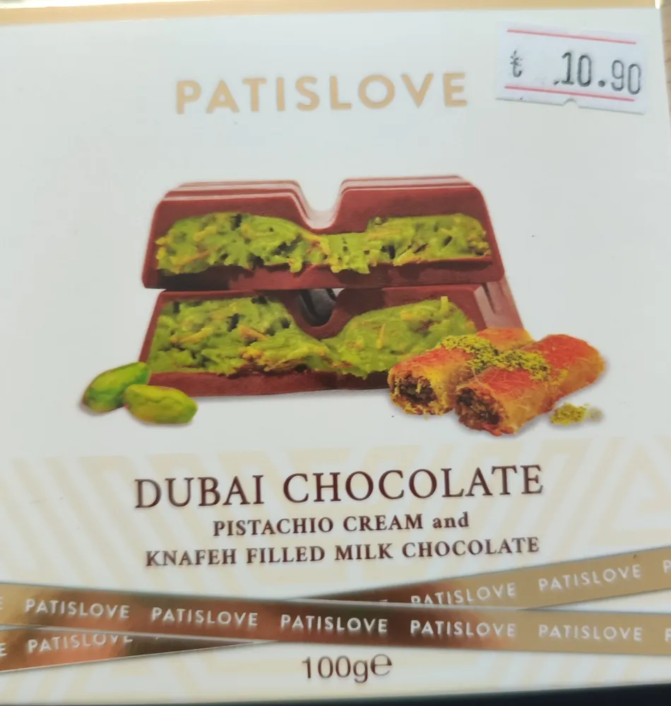 Dubai Chocolate Pistachio Cream and Knafeh Filled Milk Chocolate