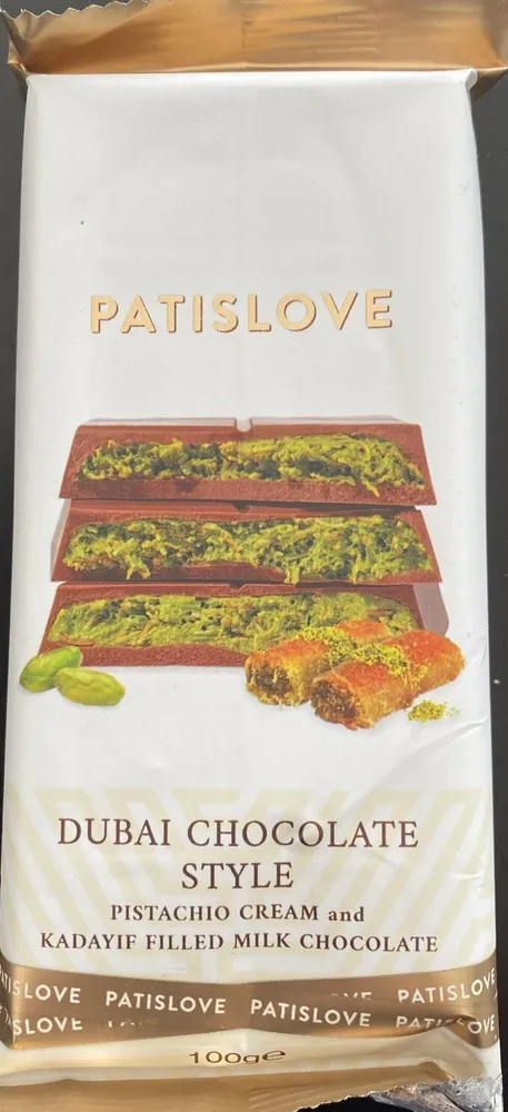 Dubai style Pistachio Cream and Kadayif Filled Milk Chocolate