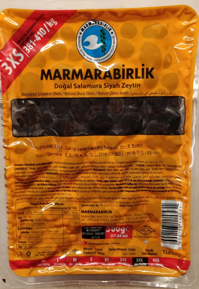 Natürliche schwarze Oliven