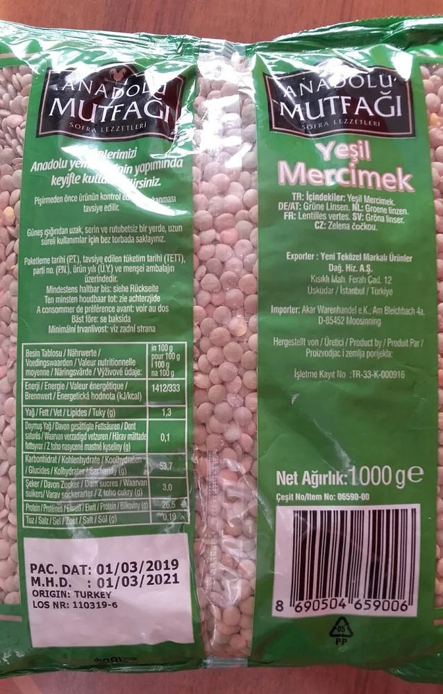lentilles vertes