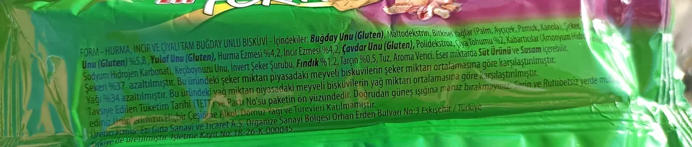 Eti Form Hurma, İncir ve Çiyalı Tam Buğday Unlu Bisküvi