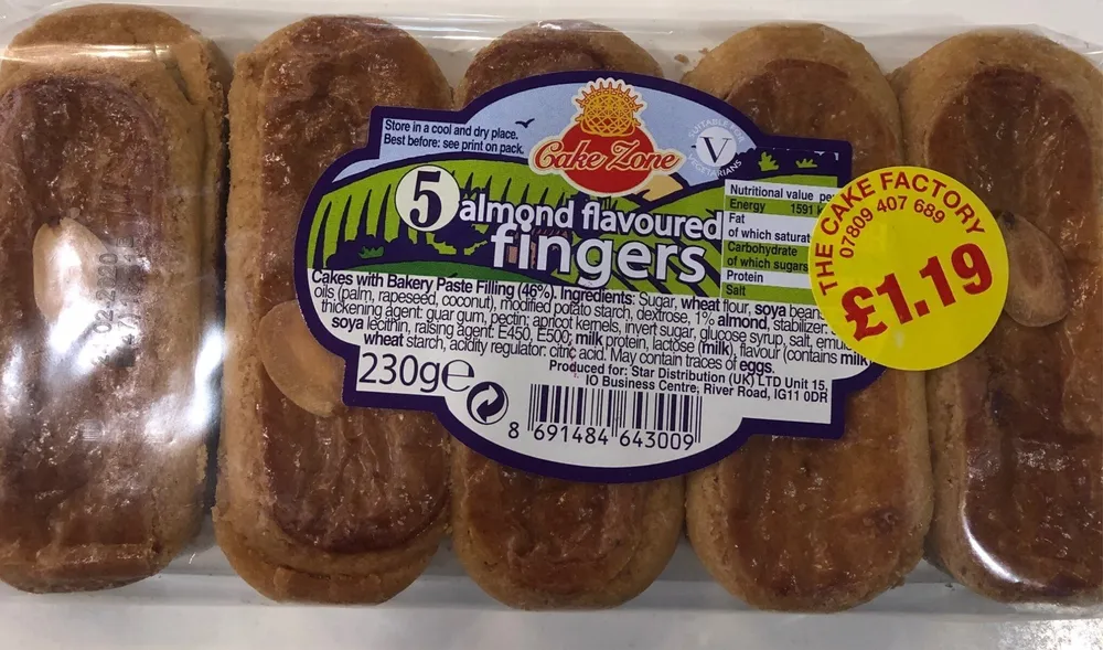 5 almond flavoured fingers