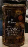 Sliced red and green jalapeno peppers