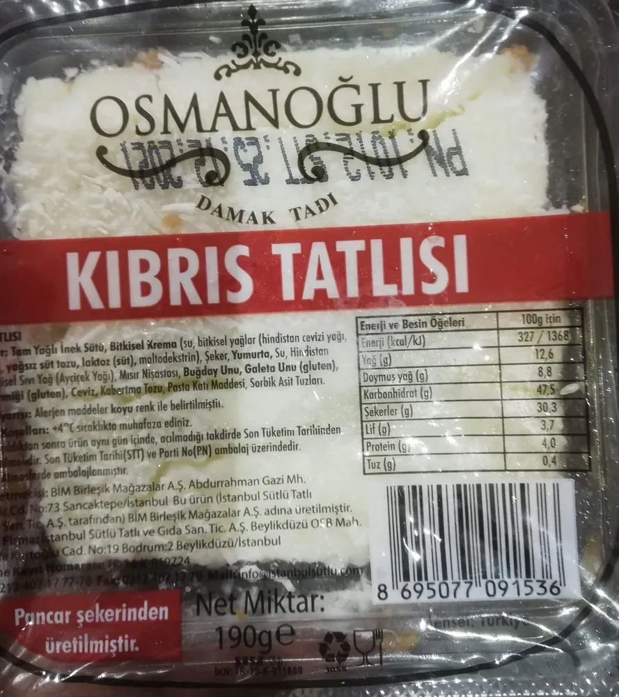 Osmanoğlu Kıbrıs tatlısı