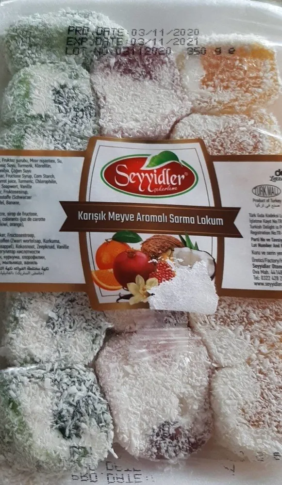 Korisik meyve aromali sarma lokum