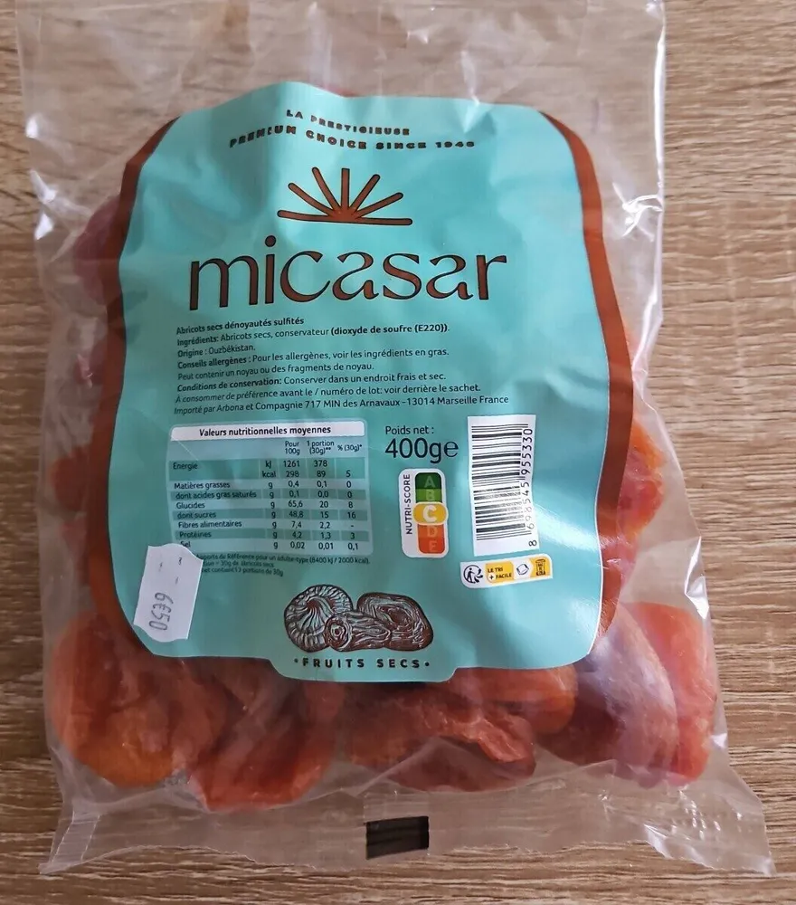 Abricots secs dénoyautés sulfités