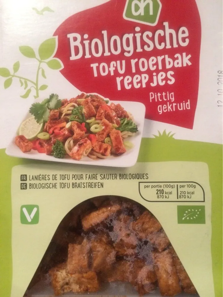 Biologische tofu roerbakreepjes pittig gekruid