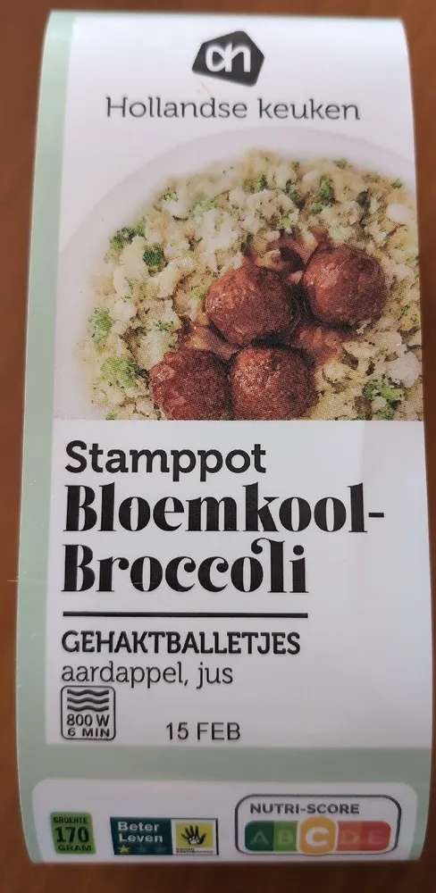Bloemkool-broccolistampot gehaktballetjes