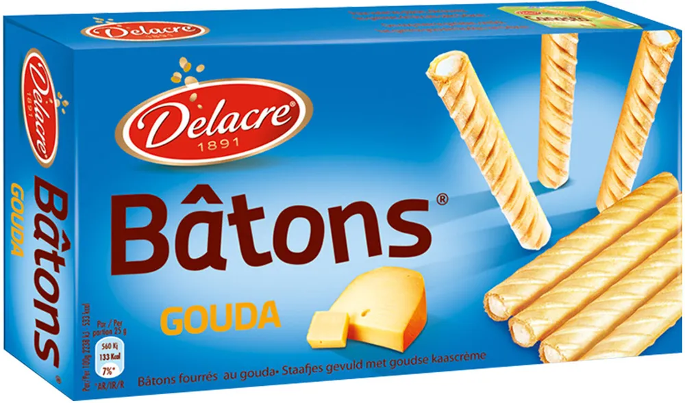 Biscuits Delacre Bâtons Fourrés gouda - 60G