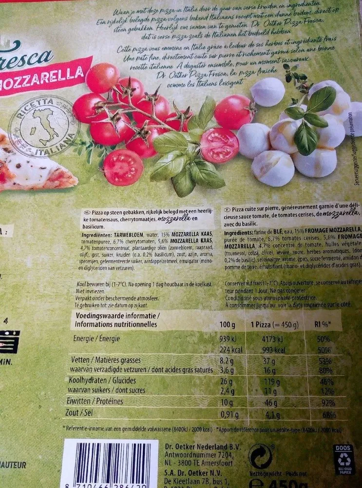 Pizza fresca mozzarella