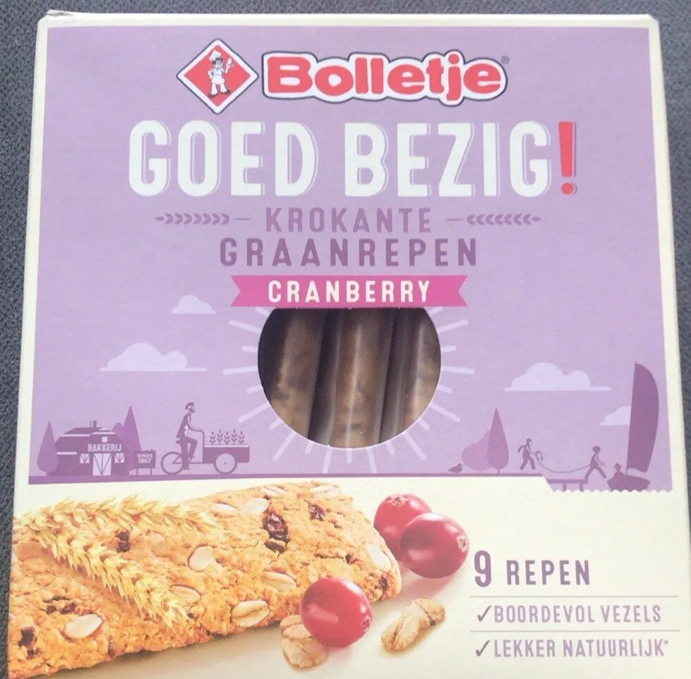 Krokante graanrepen cranberry