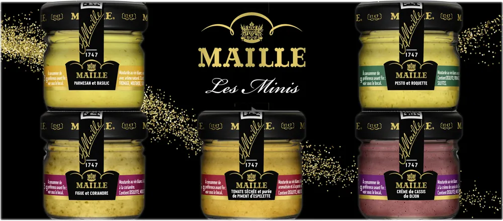 Maille Coffret Dégustation Les Minis - Bouquet Gourmet Sélection de 5 moutardes gourmet 2×23g + 1×24 g + 2×25 g