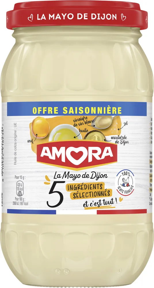 AMORA Mayonnaise De Dijon 5 ingrédients sélectionnés - Offre Saisonnière - Bocal 465g