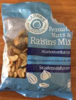 Peanuts nuts and raisins mix