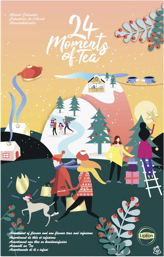Lipton Calendrier de l'Avent Noël Assortiment de 48 Thés et Infusions 48 Sachets