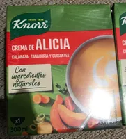 Crema de Alicia con Calabaza, zanahoria y guisantes