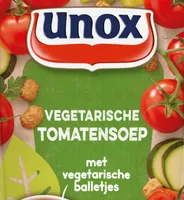 Vegetarische tomatensoep met balletjes