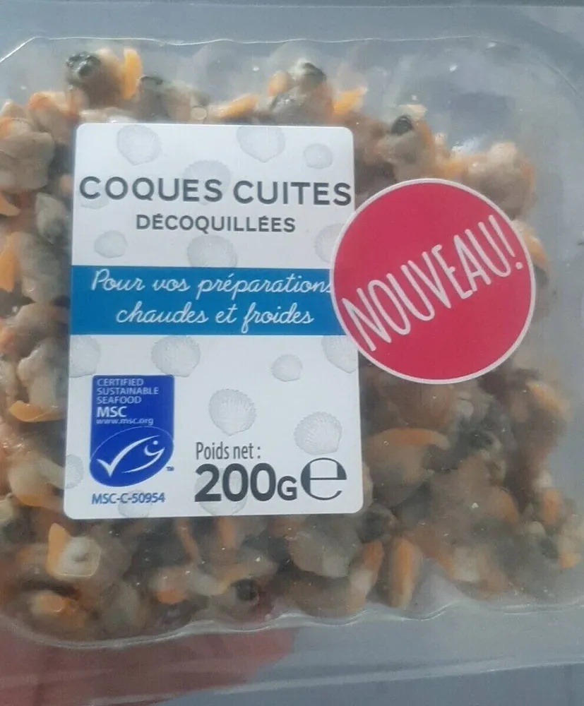 Coques cuites decoquillées