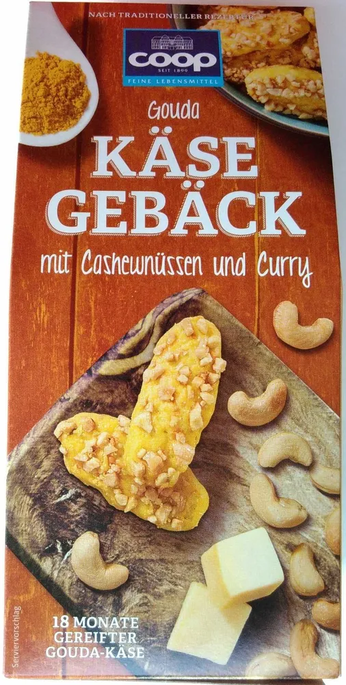 Käsegebäck mit Cashewnüssen und Curry