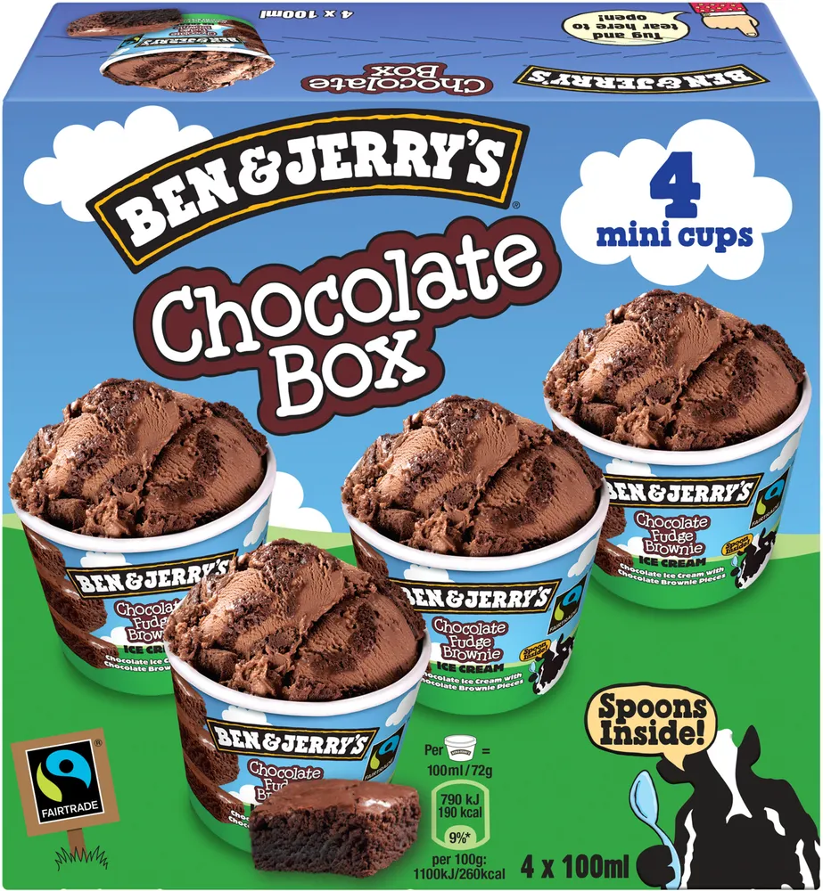 Ben & Jerry's Glace Mini Pots Chocolat Fudge Brownie x4 400ml