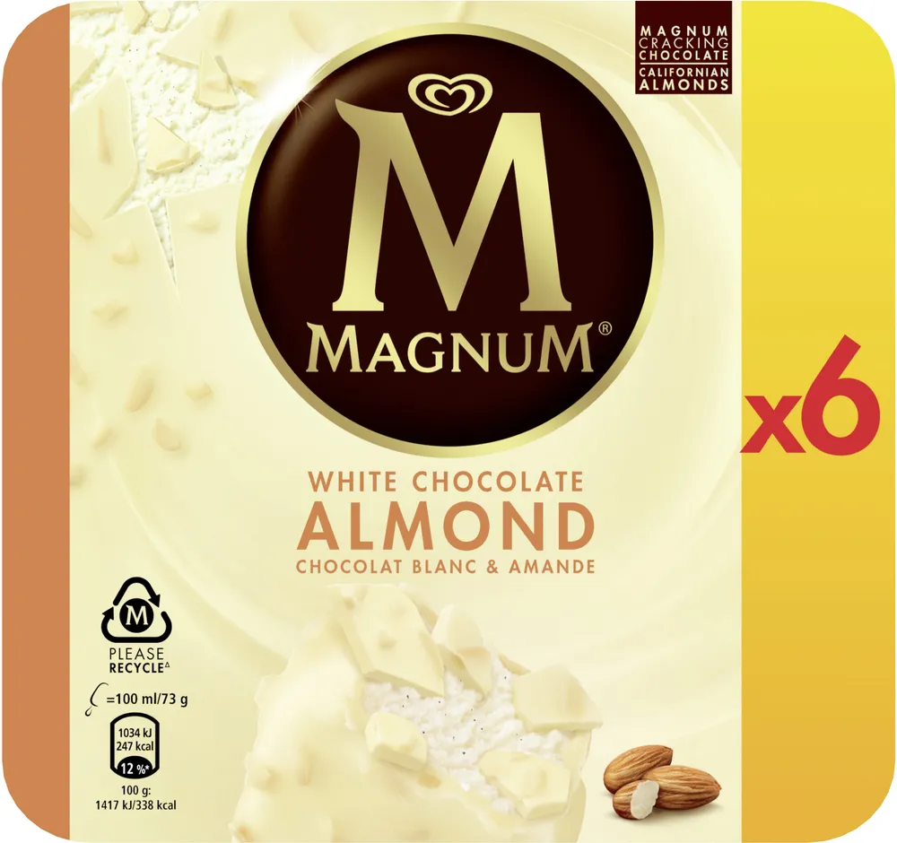 Magnum Glace Batonnet Chocolat Blanc Amande 6x110ml